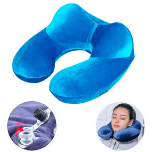 Надувная подушка дорожная U-образная с подголовником, бархат