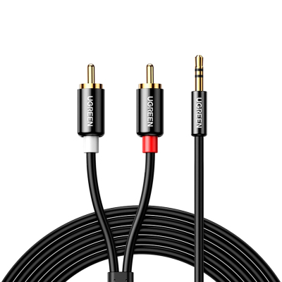 Кабель мультимедийный 3.5mm M to 2xRCA M 3.0m AV116 black Ugreen (10590)