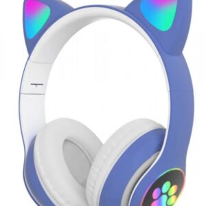 Беспроводные наушники светящиеся Ушки с поддержкой карты памяти (синий)