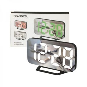 Часы настольные электронные с будильником и термометром (зеркальные) и двома USB для зарядки телефона