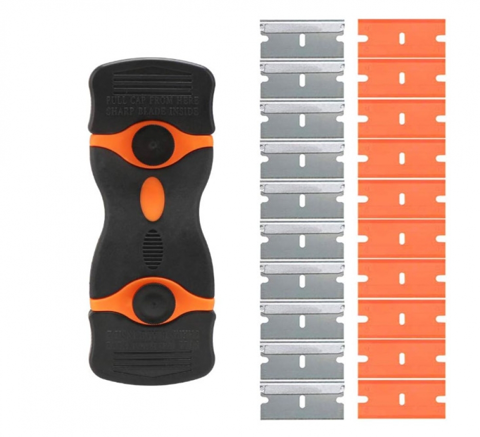 Скребок 22 лезвия для удаления наклеек, краски, клея и загрязнений со стеклокерамики, плитки, стекла, варочных и других поверхностей