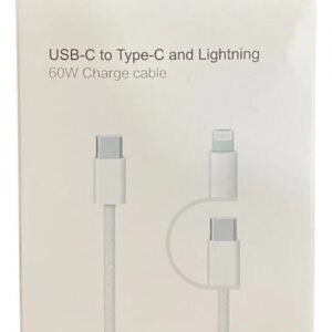 Зарядной USB кабель 2в1 Type-C to Type-C and Lighting 60W