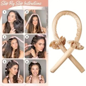 Атласные бигуди с заколкой для красивых локонов, бежевые