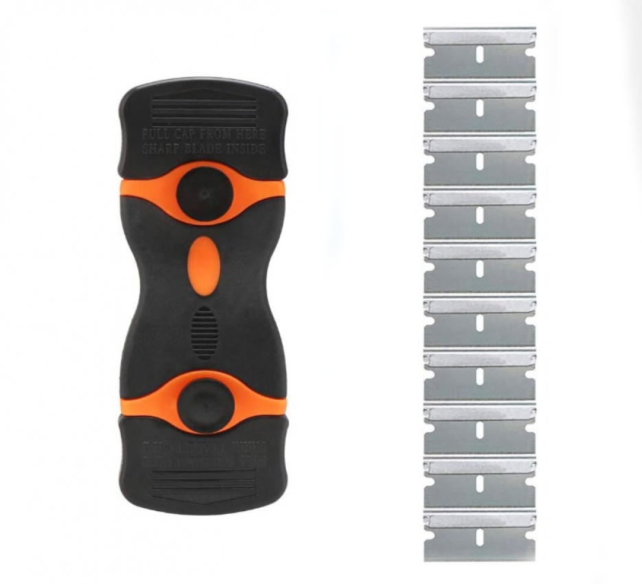 Скребок 12 лезвия для удаления наклеек, краски, клея и загрязнений со стеклокерамики, плитки, стекла, варочных и других поверхностей