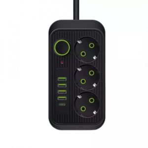 Сетевой фильтр-удлинитель 3 розетки 4USB и Type-C Port 6m Black