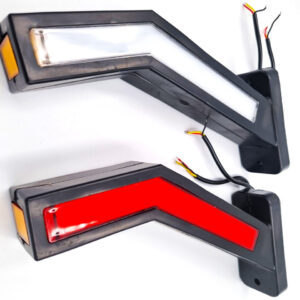 Габаритні ліхтарі "рога", білий, червоний, 12-24V 222*42*46 IP67