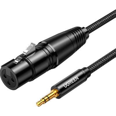 Кабель мультимедийный 3.5mm M to XLR F 2.0m AV182 black Ugreen (20244)