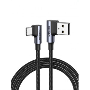 Дата кабель USB 2.0 AM to Type-C 1.0m US176 Both Angled 3A (Black) Ugreen (20856)