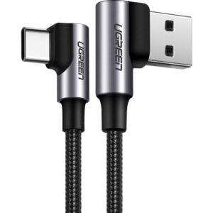 Дата кабель USB 2.0 AM to USB-C 2.0m 3A 90° corner US176 black Ugreen (20857)