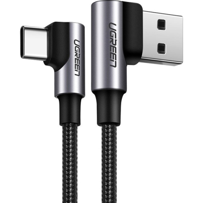 Дата кабель USB 2.0 AM to USB-C 2.0m 3A 90° corner US176 black Ugreen (20857)