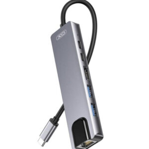 HUB адаптер 6 в 1 XO HUB013 Type-C, сірий