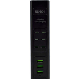 HUB-адаптер, подовжувач US-D01 28W, 6Type-C, 3USB, 5.6A, 110-265V, 1 м, чорний
