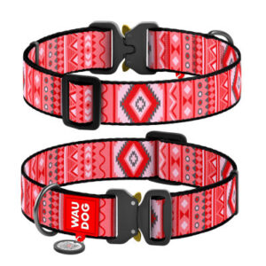 Ошейник для животных WAUDOG Nylon с QR паспортом "Этно красный" металлическая пряжка-фастекс XXL (4535-0133)