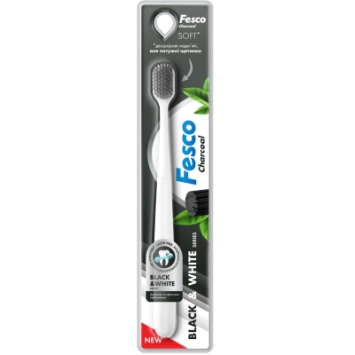 Зубная щетка Fesco Black & White Series Soft Белая с черной щетиной (4823098414131)