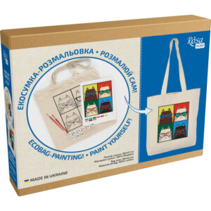 Набор для творчества Rosa Talent екосумка-розмальовка, Коти в окулярах, 38х42 см (4823098541189)