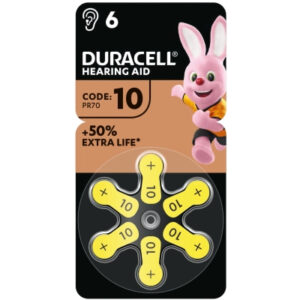 Батарейка Duracell для слуховых аппаратов размер 10, 6 шт. в упаковке (5007510/5011445)