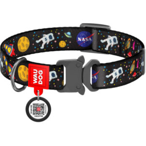 Ошейник для животных WAUDOG Nylon с QR паспортом NASA металлическая пряжка-фастекс S (5119)