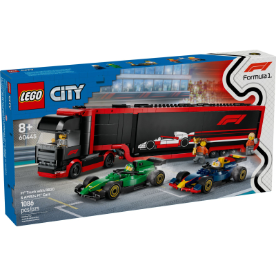 Конструктор LEGO City Грузовик F1 с автомобилями RB20 и AMR24 (60445)