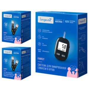 Глюкометр Longevita Family Система для измерения глюкозы в крови + тест полоски 2 х 50 шт. (6837149)