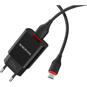 Зарядное устройство BOROFONE BA20A Sharp USB + cable USB to Micro 5P 10.5W Black (6931474702135)
