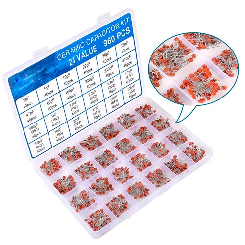 Конденсаторы керамические 960шт 2пФ-100нФ 50В, 24 вида