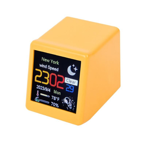 Метеостанция мини настольная с Wi-Fi ЖК 1.54" портативная, Smart weather clock