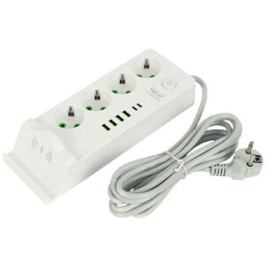 Сетевой фильтр удлинитель 3м 4 розетки 6 USB Qi зарядка PD 3кВт LH994-2PD