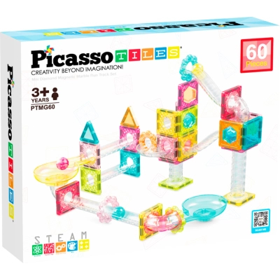 Конструктор Picasso магнитный Tiles Mini Diamond Marble Run Track Set 60 деталей (817338028299)