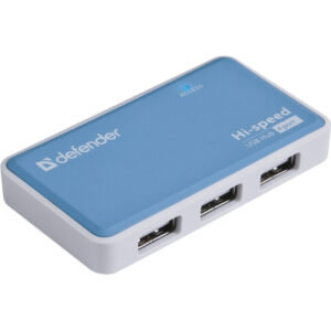 Хаб USB 2.0 -> 4xUSB 2.0 active, White-Blue Defender