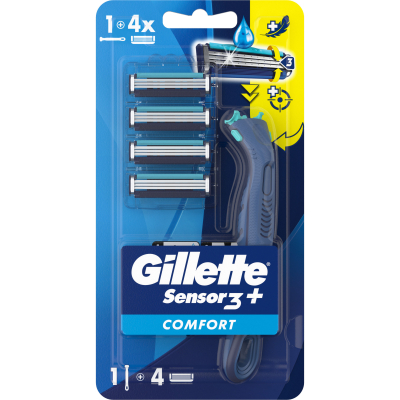 Бритва Gillette Sensor 3+ с 4 сменными картриджами (8700216639484)