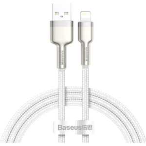 Дата кабель USB 2.0 AM to Lightning 1.0m Cafule Series Metal 2.4A White Baseus (CALJK-A02)