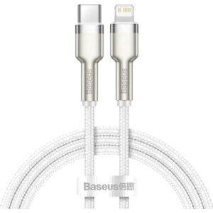 Дата кабель USB-C to Lightning 2.0m Cafule Metal PD 20W white Baseus (CATLJK-B02)