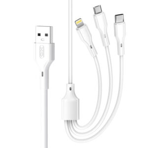 Дата кабель USB 2.0 AM to Lightning + Micro 5P + USB-C 1.0m 2.4A XO (CB-23U3)