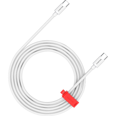 Дата кабель USB-C to USB-C 2.0m CC100AB 100W Braided White Canyon (CND-CC100AB20W)