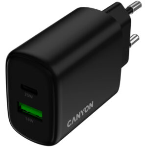 Зарядное устройство Canyon OnCharge 250 25W 1xPD 1xQC EU Black (CNE-CHA250-31)