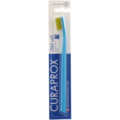 Зубная щетка Curaprox CS 1560 Soft Мягкая D 0.15 мм Голубая с салатовой щетиной (CS 1560-02)