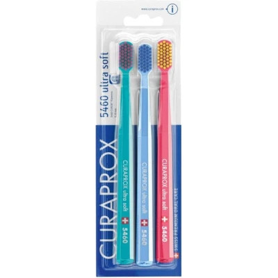 Зубная щетка Curaprox CS 5460 Ultra Soft Ультрамягкая Бирюзовая + Голубая + Розовая 3 шт. (CS 5460/3-02)