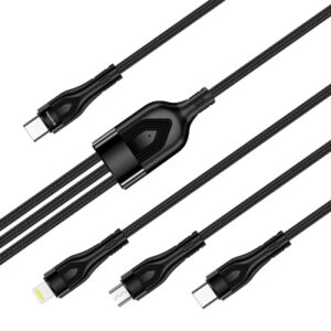 Дата кабель USB 2.0 AM to Lightning + Micro 5P + USB-C 1.2m 3.0A (PD60W data) Black ColorWay (CW-CBPDU3060-BK)