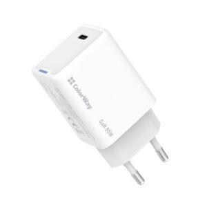 Зарядное устройство ColorWay GaN Mini 65W PD Port PPS USB-C white (CW-CHS049PD-WT)