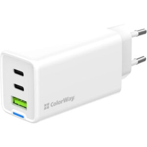 Зарядное устройство ColorWay GaN Mini 65W PD Port PPS USB (USB-2C1A) white (CW-CHS058PD-WT)