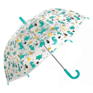 Зонт Economix Dino World трость автомат, прозрачный/бирюза (E98450)