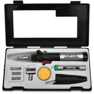 Газовый паяльник Toptul 150W с комплектом насадок 8шт. (EGAE0801)