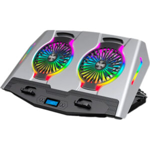 Подставка для ноутбука IceCoorel 10-18", 2*125mm 1400 RPM, 2*USB, + LCD display, 461x298x52mm, Silver (N9S)