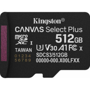 Карта памяти Kingston 512GB microSDXC class 10 UHS-I U3 V30 A1 Canvas Select Plus (SDCS3/512GBSP)