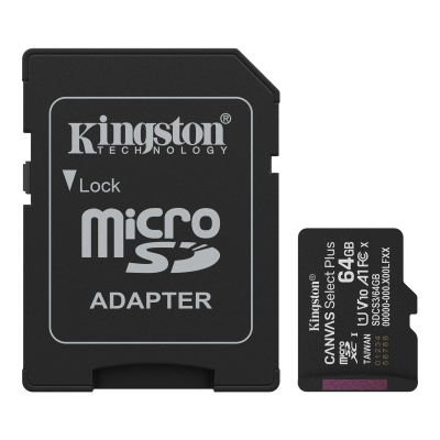 Карта памяти Kingston 64GB microSDXC class 10 UHS-I V10 A1 Canvas Select Plus (SDCS3/64GB)