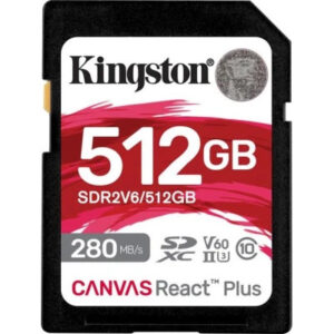 Карта памяти Kingston 512GB SDXC class 10 UHS-II U3 Canvas React Plus (SDR2V6/512GB)