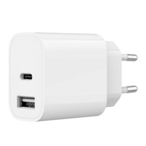 Зарядное устройство Gembird 1xUSB-A+1xUSB-C 5V/2.4A (12W) white (TA-UC-2AC12-01)