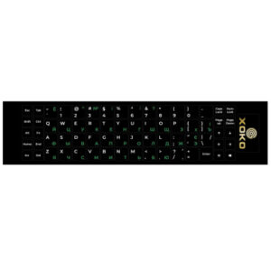 Наклейка на клавиатуру XoKo 68 keys UA/rus green, Latin white (XK-KB-STCK-MD)