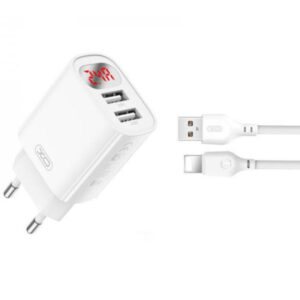 Зарядное устройство XO L95 (2USB/2.4A) + USB - Lightning White (XO-L95-L)