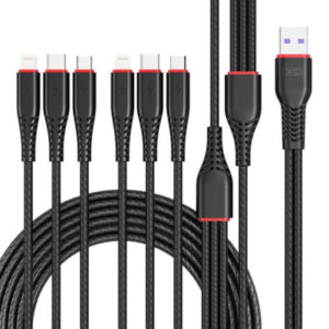 Дата кабель USB 2.0 AM to 2xLightning + 2xMicro 5P + 2xUSB-C 1.2m black XO (XO-NB196-6in1)